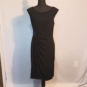 Connected Apparel Lisa Black Faux Wrap Dress